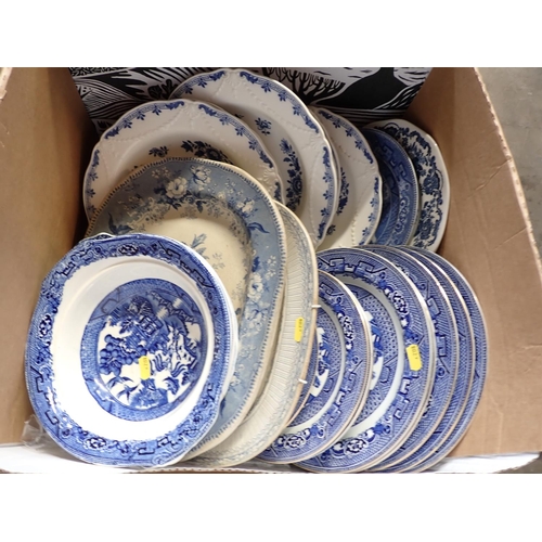 456 - A quantity of ceramics including Langley stoneware Dinner Service, blue and white Plates, glass Comp... 