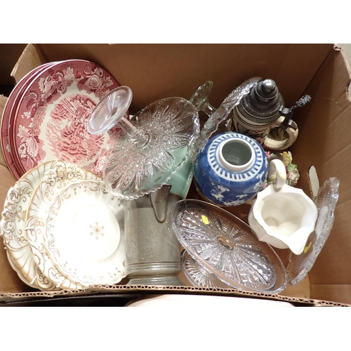 456 - A quantity of ceramics including Langley stoneware Dinner Service, blue and white Plates, glass Comp... 