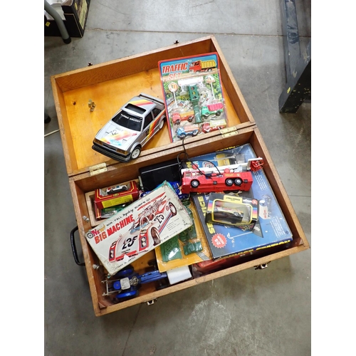 458 - An oak Box containing Toy Cars