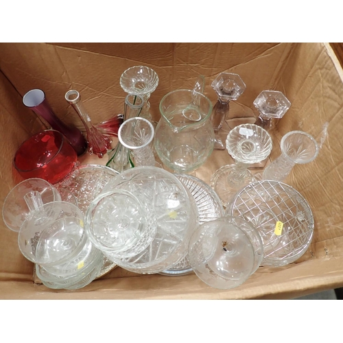 463 - A quantity of glassware including Vases, Rose Bowls, Candlesticks, etc.