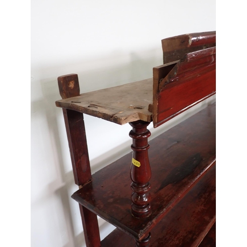 480 - A stained pine shop fitting Rack of shelves 