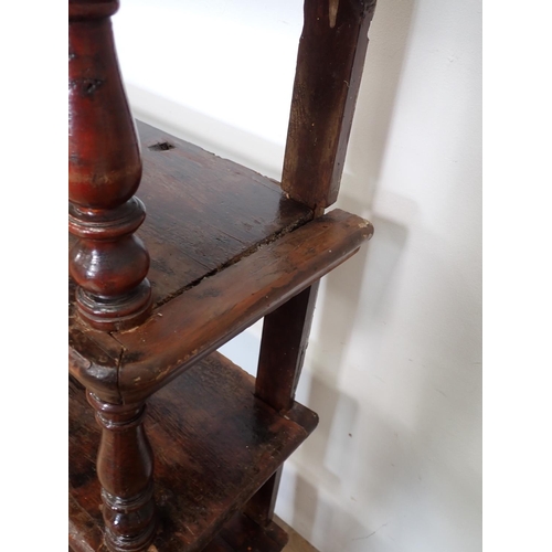 480 - A stained pine shop fitting Rack of shelves 