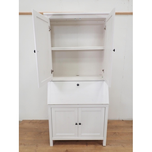 489 - A modern white painted Bureau Bookcase 6ft 6in H x 2ft 11in W