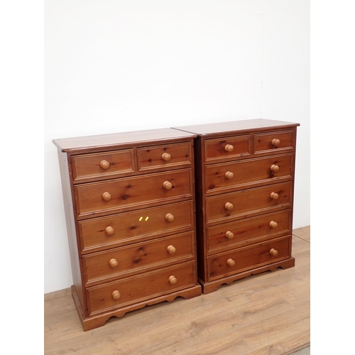 494 - A pair of modern pine Chests of two short and four long drawers 3ft 7in H x 2ft 8in W