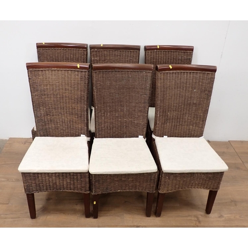 497 - A set of six mahogany and wicker Dining Chairs