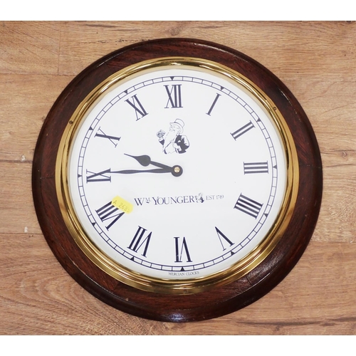 508 - A modern Wm Younger Wall Clock, two Holsten Mirrors and a Theakston Mirror