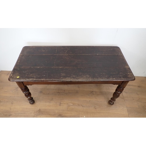 518 - A late 19th Century Welsh Table with rectangular top, baluster turned supports and detail to the fri... 