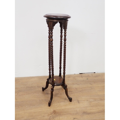 534 - A walnut two tier Plantstand with twist supports, 3ft 4in H