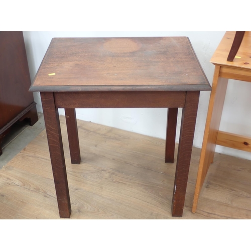 536 - An oak Occasional Table with rectangular top on squared supports, 2ft W, a modern side Table fitted ... 