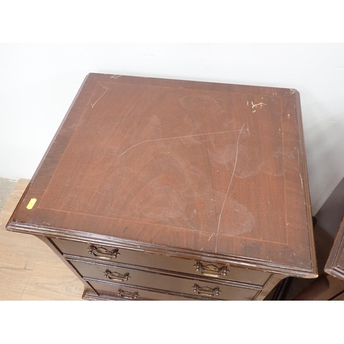 541 - A pair of mahogany veneered Bedside Chests of three drawers on bracket feet 2ft 4in H x 2ft W