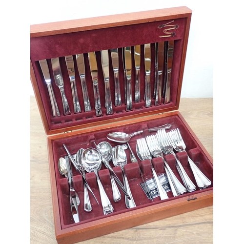 546 - A mahogany and satinwood crossbanded Canteen of plated Cutlery, a mahogany Canteen of Cutlery and a ... 