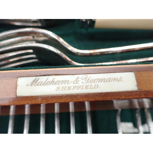 546 - A mahogany and satinwood crossbanded Canteen of plated Cutlery, a mahogany Canteen of Cutlery and a ... 