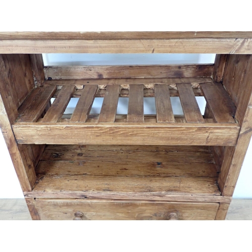 596 - A pine set of Shelves fitted two drawers to base 4ft 1in H x 3ft W