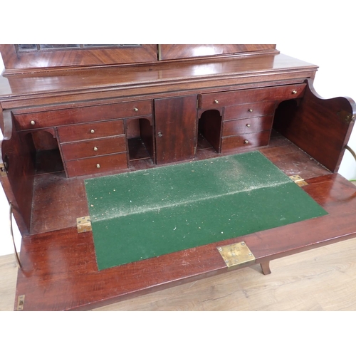 6 - A 19th Century mahogany and astragal glazed Secretaire Bookcase fitted three drawers to base mounted... 