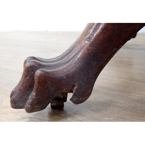 604 - A Regency mahogany Sofa Table fitted end drawer mounted on four paw feet 3ft 5in W x 2ft 4in H