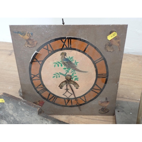 61 - Two antique longcase Clock faces with movements and another movement