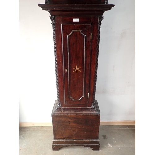 631 - A 19th Century mahogany Longcase Clock with arched brass dial by James Kirkland, Glasgow 7ft 11in H ... 