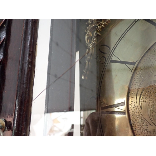 631 - A 19th Century mahogany Longcase Clock with arched brass dial by James Kirkland, Glasgow 7ft 11in H ... 