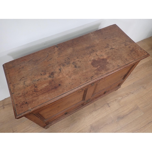 71 - An 18th Century pine and oak Mule Chest fitted two drawers to base 3ft 6in W x 2ft 3in H