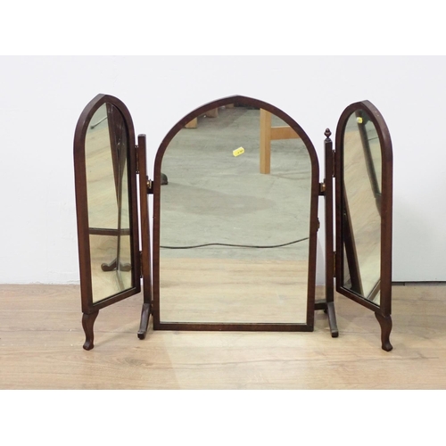 79 - An antique oval gilt framed Wall Mirror with swag decoration 2ft 2in W A/F and a mahogany Dressing M... 