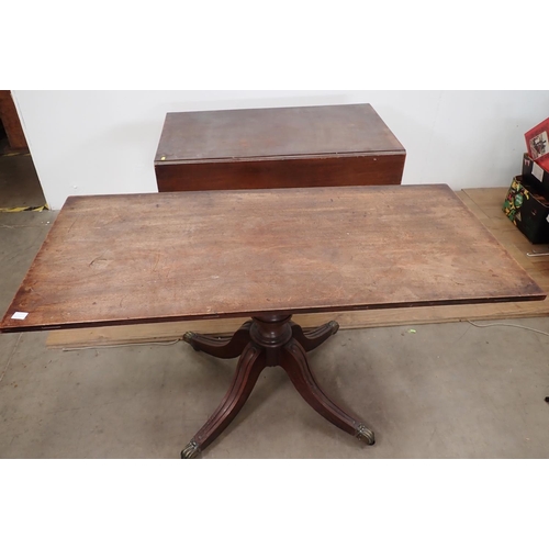 94 - A 19th Century mahogany Pembroke Table on four supports with brass paw toe caps 3ft 6in W x 2ft 3in ... 