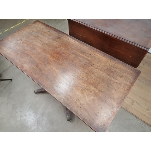 94 - A 19th Century mahogany Pembroke Table on four supports with brass paw toe caps 3ft 6in W x 2ft 3in ... 