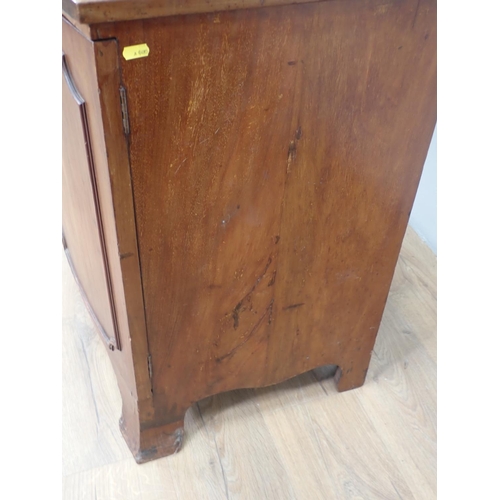 99 - A 19th Century mahogany bow fronted two door Cupboard on bracket feet 3ft W x 2ft 7in H