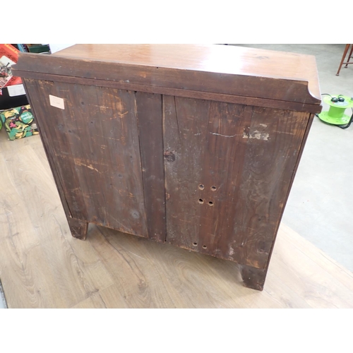 99 - A 19th Century mahogany bow fronted two door Cupboard on bracket feet 3ft W x 2ft 7in H