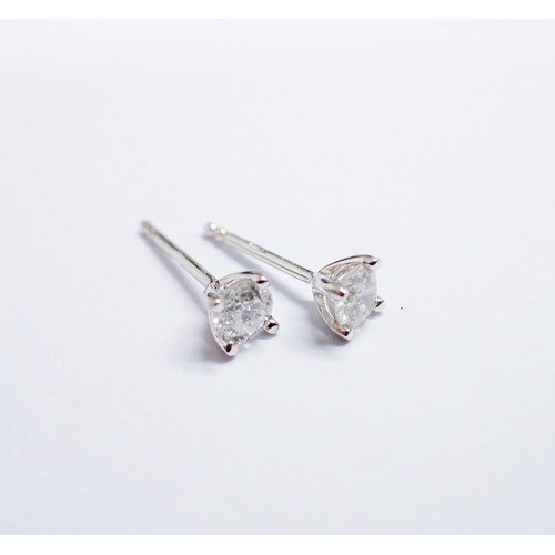 183 - A pair of Diamond Ear Studs each claw-set brilliant-cut stone, total diamond weight 0.40cts, in 18ct... 