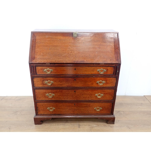 57 - A 19th Century mahogany Bureau fitted four graduated drawers 3ft 5in H x 3ft W