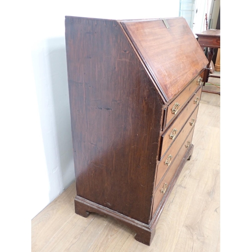 57 - A 19th Century mahogany Bureau fitted four graduated drawers 3ft 5in H x 3ft W