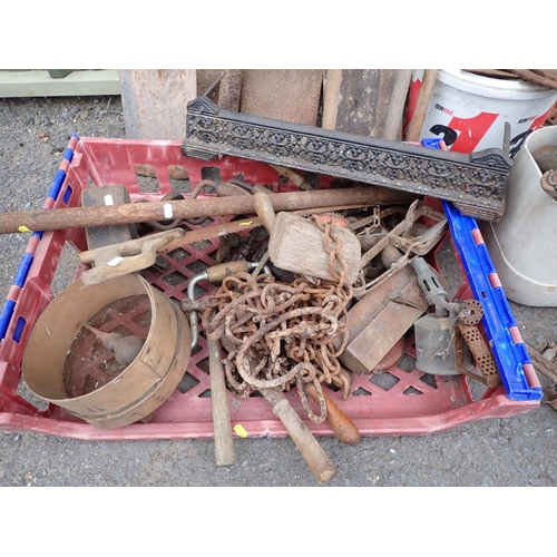 531 - A quantity of Tools including Spades, Hand Drills, Planes, a cast iron Fender, etc.