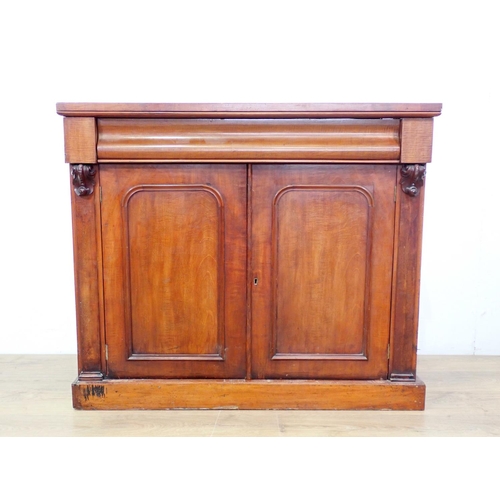 101 - A Victorian mahogany Chiffonier fitted single frieze drawer above two cupboard doors 3ft 6in W x 3ft... 