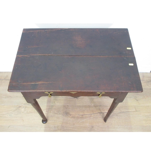 104 - An 18th Century oak single drawer Side Table on pad feet 2ft 4in W x 2ft 4in H