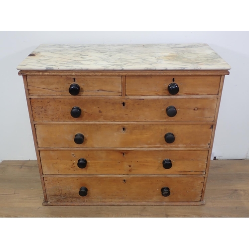 119 - A Victorian pine Chest two short and four long drawers with marble top 3ft 10in W x 3ft 4in H and a ... 