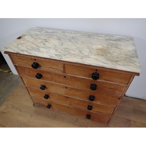 119 - A Victorian pine Chest two short and four long drawers with marble top 3ft 10in W x 3ft 4in H and a ... 