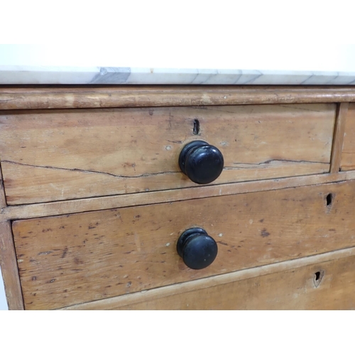 119 - A Victorian pine Chest two short and four long drawers with marble top 3ft 10in W x 3ft 4in H and a ... 