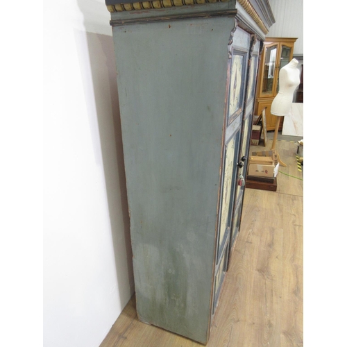 134 - A 19th Century Continental painted two door Cupboard 5ft 8in H x 4ft 2in W