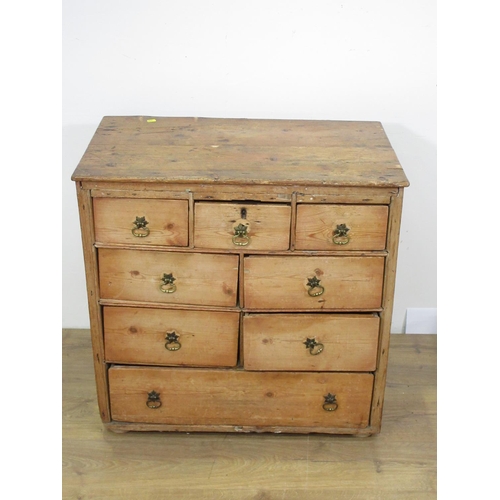 136 - An antique pine Chest of eight drawers 2ft 8in W x 2ft 7in H