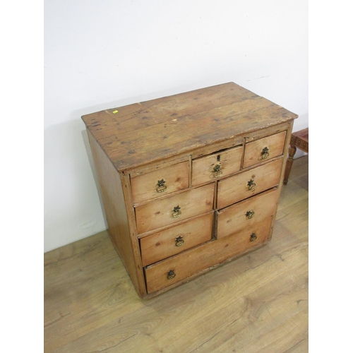 136 - An antique pine Chest of eight drawers 2ft 8in W x 2ft 7in H