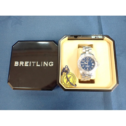 199 - A gentleman's Breitling Colt Ocean Automatic Wristwatch the dark blue dial with alternate arabic num... 