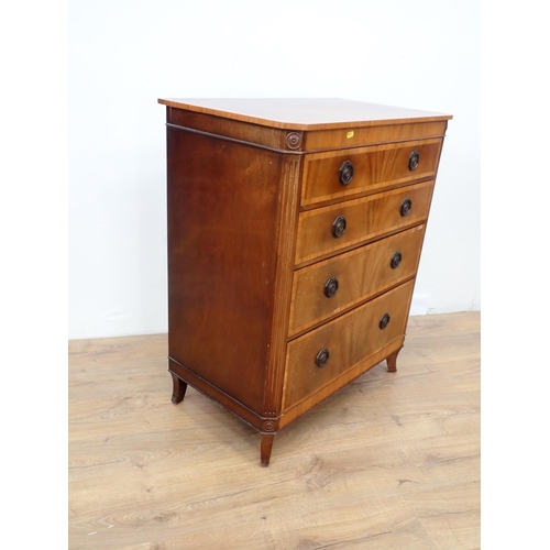 20 - A 20th Century mahogany veneered and crossbanded Chest of four graduated drawers 3ft H x 2ft 6in W