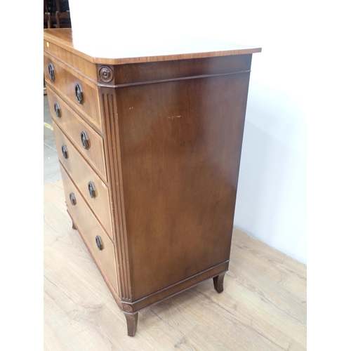 20 - A 20th Century mahogany veneered and crossbanded Chest of four graduated drawers 3ft H x 2ft 6in W