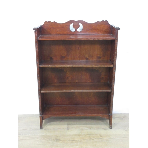 309 - An oak open Bookcase with adjustable shelves 3ft 6in H x 2ft 6in H and a mahogany veneered two door ... 