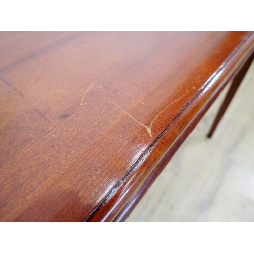 32 - A 19th Century mahogany fold-over Tea Table mounted upon square cut supports 3ft W x 2ft 5in H