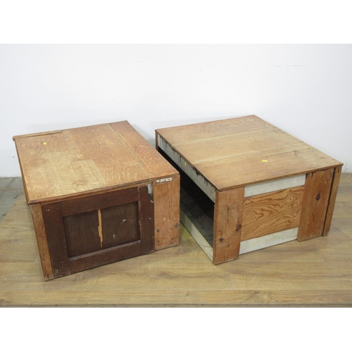 343 - A pair of carved oak Bedside Stands 2ft 7 1/2in W x 1ft 4in H