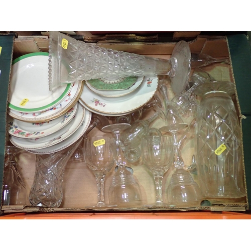 351 - Five boxes of assorted Ceramics including Wash Set, Bed Pan, 19th Century Plates, etc.