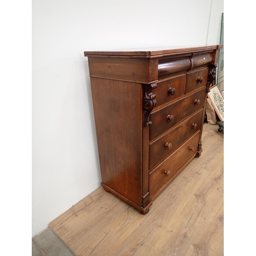 40 - A Victorian oak and mahogany Chest of four short and three long drawers 4ft 1in W x 4ft 1in H