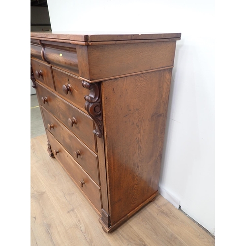 40 - A Victorian oak and mahogany Chest of four short and three long drawers 4ft 1in W x 4ft 1in H