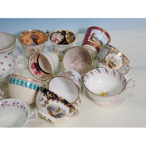 400 - A collection of 18th and 19th Century Tea Cups and Bowls including Salopian blue and white example